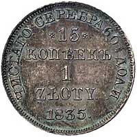 15 kopiejek = 1 złoty 1835, Petersburg, Plage 404, stan gabinetowy, stara patyna