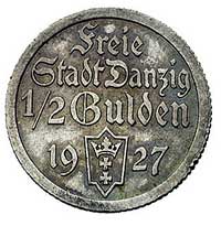 1/2 guldena 1927, Berlin, Koga, Parchimowicz 59.b, małe uderzenie na rancie, patyna