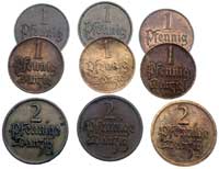 zestaw monet 2 fenigi 1923, 1926(2 sztuki) oraz 1 fenig 1923(2 sztuki), 1926, 1930(2 sztuki) i 193..
