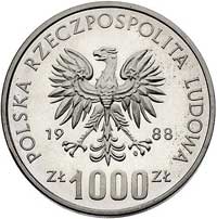 1.000 złotych 1988, Warszawa, Jadwiga, na rewersie wypukły napis PRÓBA, Parchimowicz P-495