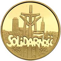 komplet monet 200.000, 100.000, 50.000 i 20.000 złotych 1990, Warszawa, Solidarność 1980-1990, Par..