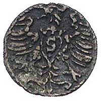 denar 1571, Królewiec, typ starszy z różą o 6 płatkach, Bahr. 1270, Neumann 51