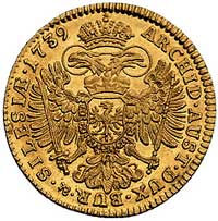 Karol VI 1711-1740, dukat 1739, Wrocław, F.u.S. 922, złoto 3.49 g, bardzo ładnie zachowany