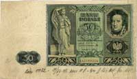 50 złotych 11.11.1936, seria AA 0199226, Miłczak 77a, Pick 78a, bardzo rzadki banknot z odręcznymi..
