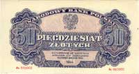 50 złotych 1944, seria As 000000 \...obowiązkowe, Miłczak 117b