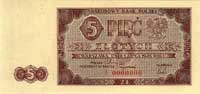 5 złotych 1.07.1948, seria A 0000000, Miłczak 135a, Pick 135