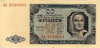 20 złotych 1.07.1948, seria AL, Miłczak 137b, Pi