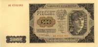 500 złotych 1.07.1948, seria AC, Miłczak 140b, Pick 140, rzadka seria