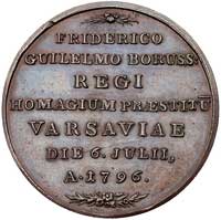 medal wybity z okazji złożenia przysięgi wierności królowi pruskiemu przez prowincje polskie 1796 ..