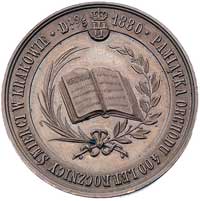 Jan Długosz- medal autorstwa W. Głowackiego 1880 r., Aw: Głowa w czepcu w prawo i napis, Rw: W wie..