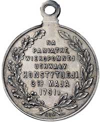 125- rocznica Konstytucji 3-Maja- medal autorstwa Stanisława Witkowskiego 1916 r., Aw: Tarcza z go..