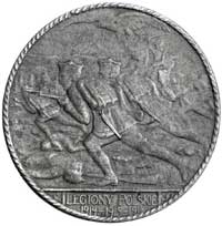 Legiony Polskie-medal autorstwa Jana Wysockiego 1916 r., Aw: Piechota w ataku na bagnety, w odcink..