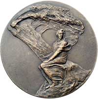 medal nagrodowy autorstwa Stefana Rufina Koźbielewskiego- Za konia remontowego 1925 r., Aw: Orzeł ..
