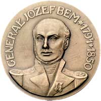 gen. Józef Bem- medal autorstwa Stanisława Popławskiego 1928 r., Aw: Popiersie na wprost i napis, ..