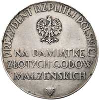 medal na pamiątkę złotych godów małżeńskich autorstwa Józefa Aumillera 1937 r., Aw: Popiersie prez..