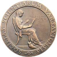 Wacław Sierpiński- medal autorstwa Józefa Aumillera 1952 r., Aw: Popiersie w lewo i napis w otoku ..
