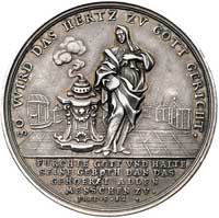 medal religijny XVIII w., Aw: Stojące personifik