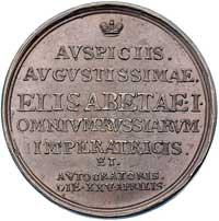 medal nieznanego autora wybity z okazji założenia Uniwersytetu Moskiewskiego w 1754 r., Aw: Siedzą..
