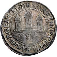 talar 1621, Hamburg, Aw: Brama miejska z trzema wieżami, wokoło napis, Rw: Orzeł cesarski, wokoło ..