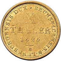 10 talarów 1825 B, Hanower, Welter 3001, Fr. 1158, złoto, 13.25g