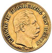5 marek 1877/H, Darmstadt, J. 215, Fr. 3787, złoto, 1.96 g, rzadkie