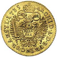 dukat 1735, Karlsburg, Resch 62, Herinek 219, złoto, 3.48 g, lekko gięty, ale ładnie zachowany egz..