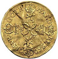 dukat 1669, Sztokholm, Ahlström 13 -R-, Fr. 42, złoto, 3.38 g, gięty, rzadki
