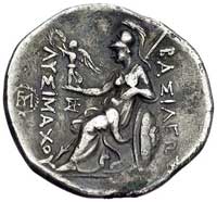 Królestwo Tracji- Lizymach 323-281 pne, tetradrachma, Aw: Głowa Aleksandra Wielkiego z rogami Ammo..