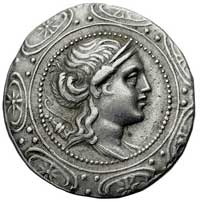 MACEDONIA, tetradrachma okres protektoratu rzymskiego 158-149, mennica Amphipolis, Aw: Na tarczy m..