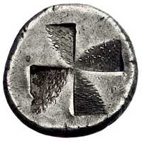 BITYNIA- Chalkedon, drachma około 350 pne, Aw: Byk stojący na kłosie zboża, u góry napis, Rw: Kwad..