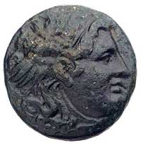 SYRIA- KRÓLESTWO, Seleukos I Nikator 312-280 pne, AE 19, Aw: Głowa Meduzy w prawo, Rw: Byk atakują..