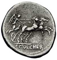 C. Claudius Pulcher 110-109 pne, denar, Aw: Głow