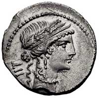 Juliusz Cezar 47-44 pne, denar, Aw: Głowa Pietas