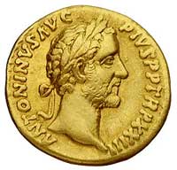 Antoninus Pius 138-161, aureus, Aw: Popiersie w prawo i napis w otoku ANTONINVS AVG PIVS PP TR P X..