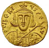 Tyberiusz III (Apsimar) 698-705, solid, Aw: Popiersie w koronie i zbroi na wprost i napis w otoku,..