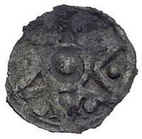 Stargard, denar XIV w, Aw: Sześcioramienna gwiazda z kulą w środku, sześć kul w polu między ramion..