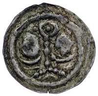 Bolesław I 1163-1201, brakteat; Dwie głowy, pomiędzy nimi słup zakończony pierścieniem, Fbg 77(530)