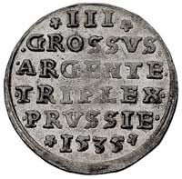 trojak 1535, Toruń, Kurp. 362 (R3), Gum. 535, T. 18, bardzo ładna, rzadka moneta