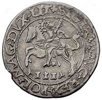 trojak 1565, Wilno, Kurp. 848 (R3), Gum. 623, T. 15, minimalna wada krążka, rzadka moneta z cytate..
