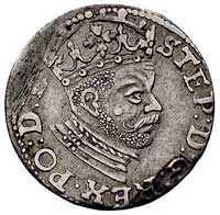 trojak 1583, Ryga, ciekawe popiersie króla, Kurp