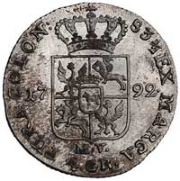 złotówka 1792, Warszawa, Plage 300, bardzo ładna moneta, ale minimalna wada blachy
