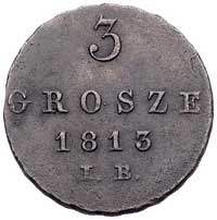 3 grosze 1813, Warszawa, data ściśnięta, Plage 91, rzadszy rocznik, patyna