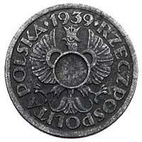 5 groszy 1939, Warszawa, Parchimowicz 9 b, cynk, 1.63 g, moneta bez dziurki z wyraźnie zaznaczonym..