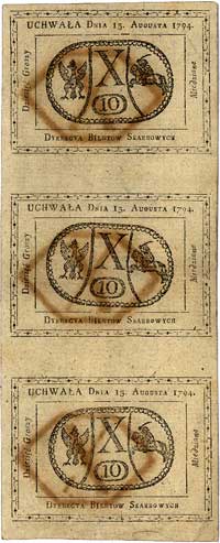 3 x 10 groszy 15.08.1794, 3 banknoty nie rozcięte , Miłczak A9 , Pick A9