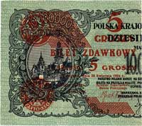 5 groszy 28.04.1924 lewa i prawa część, Miłczak 43, Pick 43a i 43b, łącznie dwa banknoty