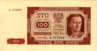 100 złotych 1.07.1948, seria A 124359 i A 673528, strona przednia i odwrotna oddzielnie, papier be..