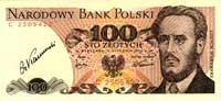 100 złotych 15.01.1975, seria C, Miłczak 143a, na wolnym polu autograf głównego skarbnika Czesława..