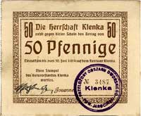Klenka - Obszar Dworski, 50 fenigów, ważne do 30.06.1919, z odręcznym podpisem, Jabł. 2914, Keller..