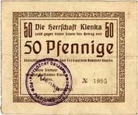 Klenka - Obszar Dworski, 50 fenigów, ważne do 30.06.1919, bez podpisu, Jabł. 2914, Keller 2789 b