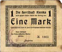Klenka - Obszar Dworski, 1 marka ważna do 30.06.1919, Jabł. 2915, Keller 2789 b